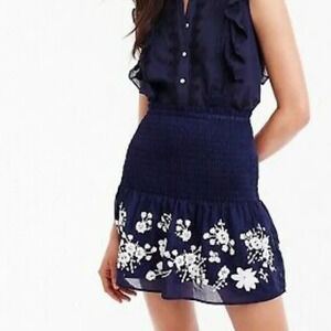 Point Sur Embroidered Smocked Waist Skirt - Small
